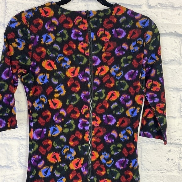 Farm Rio black ikat dyed leopard print jersey dress XS NWT - Picture 6 of 10